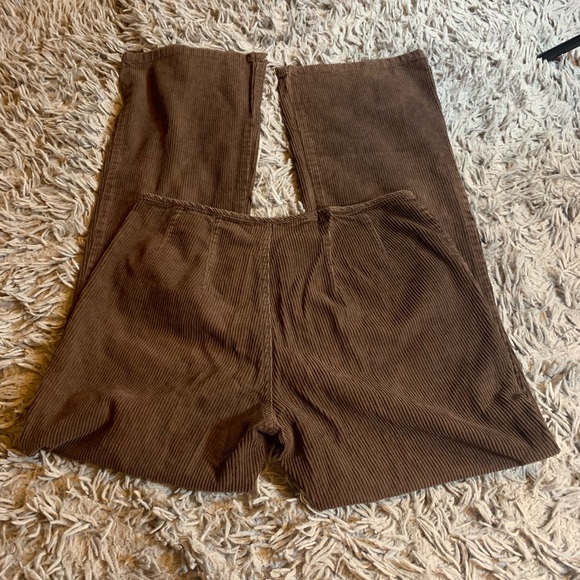 Vintage 70s Americana Blues brown corduroy button up flair legged pants sz 7 - Picture 2 of 4
